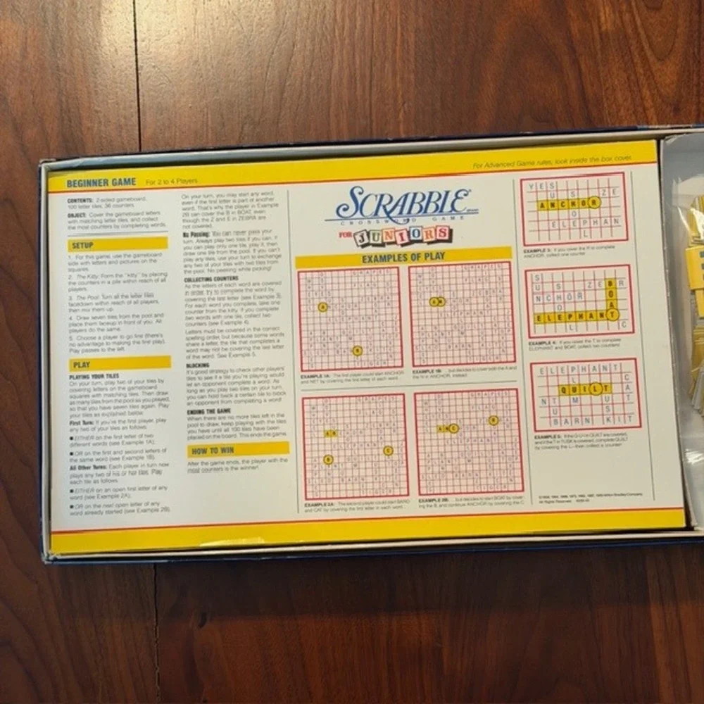 Vintage 1989 Scrabble For Juniors Board Game Milton Bradley 4039 Nearly Complete
